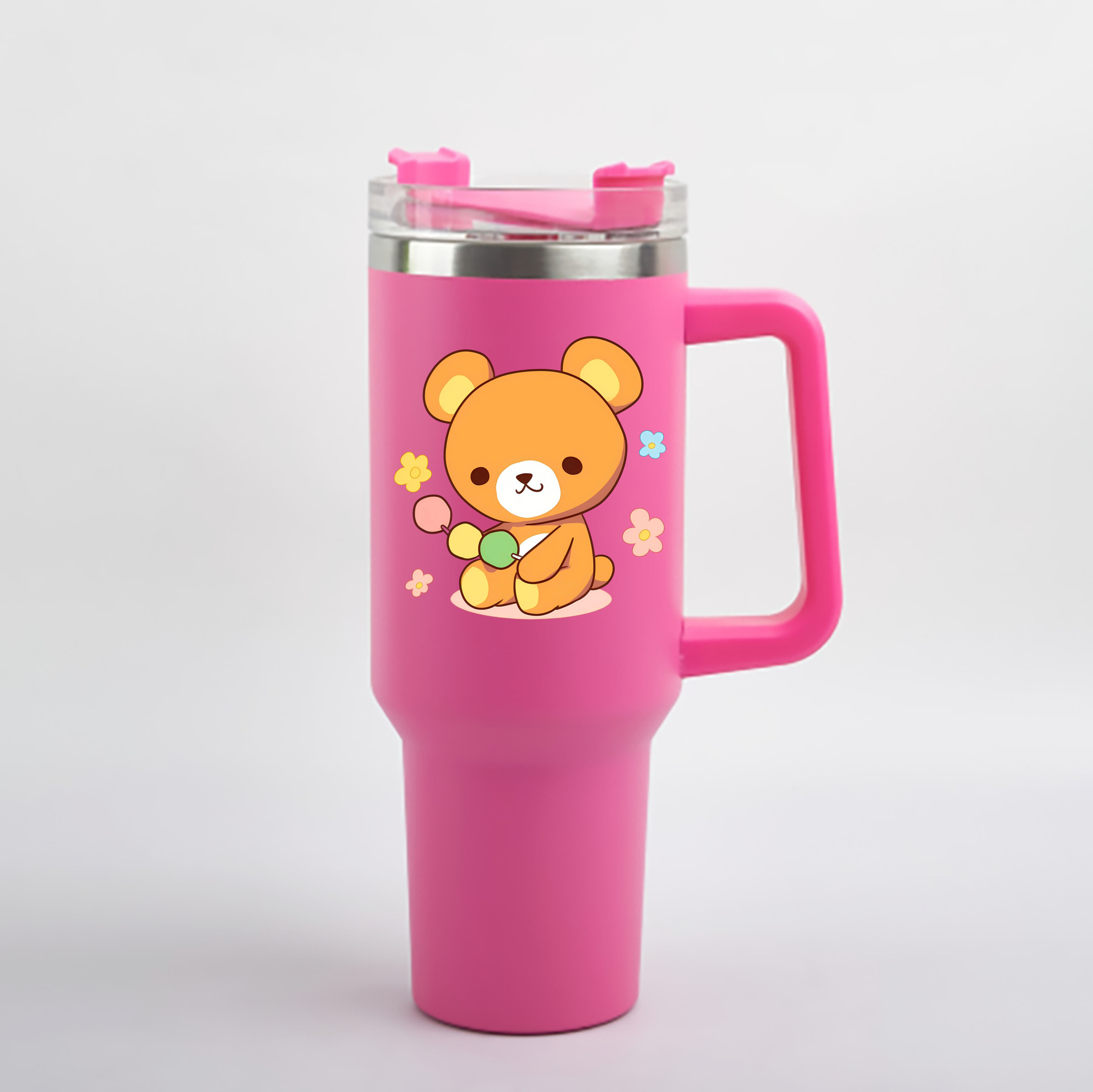 （画像用） リラックマ リラックマ キイロイトリ Rilakkuma Korilakkuma Kiiroitori 1200mL車用タンブラー - クリスタルステッカー（プラスチックストロー付き）